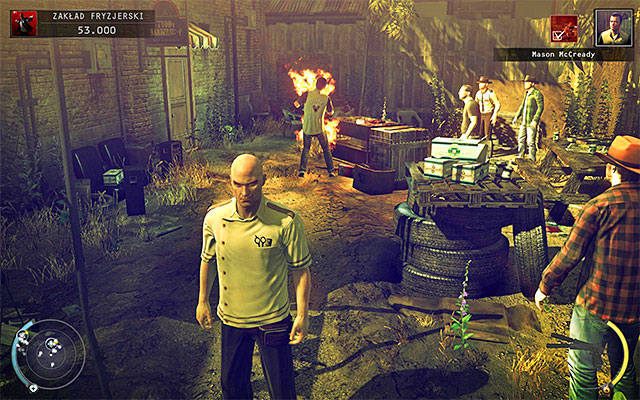 Pozostało ci już tylko zaczekać aż sos zostanie dostarczony do Masona McCreadyego operującego grill na podwórzu - 9 - Ogolić Lennyego (08 - 15) | Wyzwania Hitman Rozgrzeszenie - Hitman Absolution - poradnik do gry