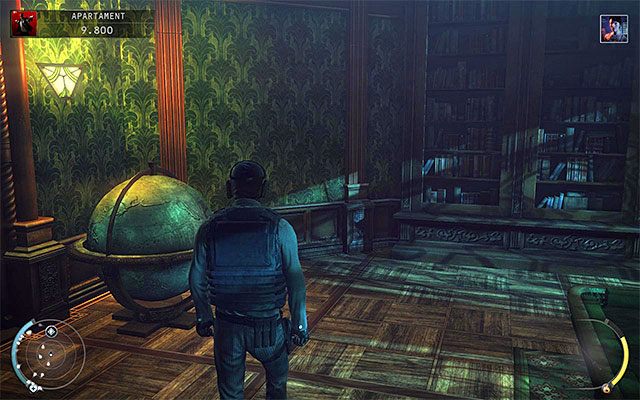 Do schronu możesz też zbliżyć się od innej strony, a mianowicie przechodząc przez lepiej pilnowane obszary apartamentu, w tym przez pomieszczenie ze szkieletem wieloryba - Zbadanie schronu (Apartament) | 18 - Blackwater Park - Hitman Absolution - poradnik do gry