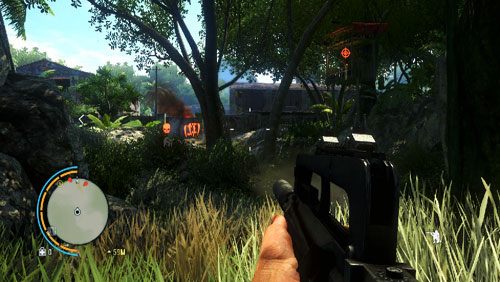 Idąc dalej, zobaczysz kolejnego przeciwnika z grupą psów oraz strażnika na wieżyczce po prawej stronie - Zapłata | Misje główne w Far Cry 3 - Far Cry 3 - poradnik do gry