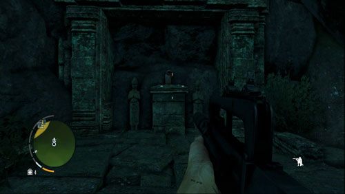 W locie musisz obrócić się o 180 stopni, tak by znaleźć się na wprost półki skalnej pokazanej na obrazku - Wyspa południowa (północny zachód) | Przedmioty kultu (ukryte przedmioty) - Far Cry 3 - poradnik do gry