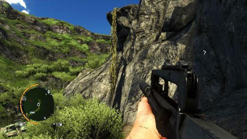 Dojdź do oznaczonego kółkiem miejsca, by znaleźć się przed pnączami zwisającymi z półki - Wyspa południowa (północny zachód) | Przedmioty kultu (ukryte przedmioty) - Far Cry 3 - poradnik do gry