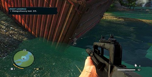 Aby dostać się do następnej paczki, strzel w kłódkę kontenera pokazaną na obrazku - Zrzut ładunku | Misje fabularne w Far Cry 3 - Far Cry 3 - poradnik do gry