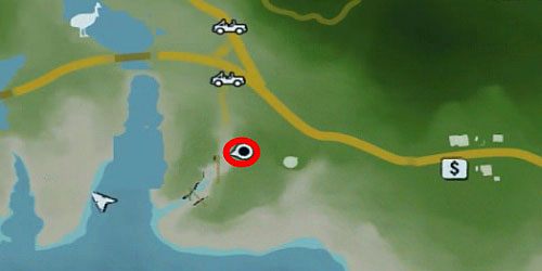 Przejdź na lewą stronę małego kanionu, w miejsce oznaczone kółkiem na obrazku - Wyspa północna (południowy zachód) | Przedmioty kultu (ukryte przedmioty) - Far Cry 3 - poradnik do gry