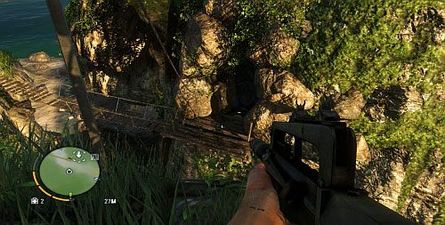 Staniesz przed liną zjazdową, która prowadzi przed wejście do jaskini - Wyspa północna (południowy zachód) | Przedmioty kultu (ukryte przedmioty) - Far Cry 3 - poradnik do gry