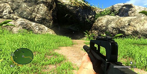 Dojdź drogą do oznaczonego kółkiem miejsca, by stanąć przed wejściem do jaskini - Wyspa północna (półwysep na południu) | Przedmioty kultu (ukryte przedmioty) - Far Cry 3 - poradnik do gry