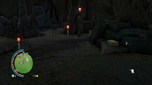 Na dole wymiń wroga widocznego na obrazku, za jego plecami i przejdź na lewą stronę jaskini - Sobowtór | Misje główne w Far Cry 3 - Far Cry 3 - poradnik do gry