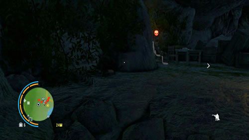 Przejdź na lewą stronę jaskini, gdzie odnajdziesz przejście za plecami wroga siedzącego na krześle (obrazek) - Sobowtór | Misje główne w Far Cry 3 - Far Cry 3 - poradnik do gry