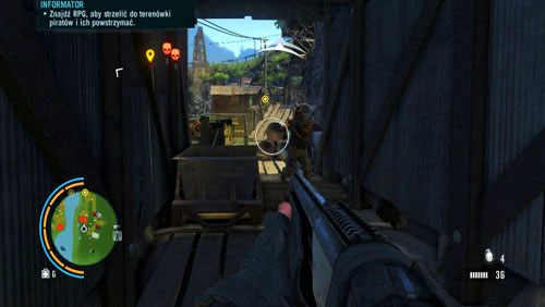 Po zniszczeniu pojazdu, skorzystaj z linki, by zjechać niżej do tunelu - Informator | Misje główne w Far Cry 3 - Far Cry 3 - poradnik do gry