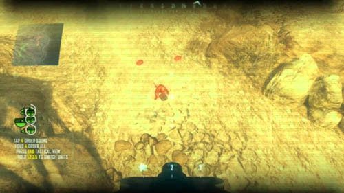 Zakładając, że wykonujesz wyzwanie na poziomie Recruit, od razu po rozpoczęciu zabij trzech wrogów po prawej i zniszcz czołg po lewej, a następnie po prostu leć jako quad-dron w stronę min - 02 - I.E.D. | Strike Force - Wyzwania | Call of Duty Black Ops II - Call of Duty: Black Ops II - poradnik do gry