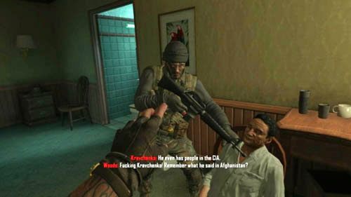 Jeśli przesłuchałeś Kravchenkę do końca, ale nie znalazłeś pisma od CIA, Woods usłyszy w głowie słowa Kravchenki, który mówił, że Menendez ma ludzi nawet w CIA (obrazek powyżej) - 07 - Suffer with Me | Decyzje, konsekwencje, zakończenia - Call of Duty: Black Ops II - poradnik do gry