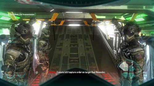 Kiedy na początku misji Section powie wszystkim, że jednym z ich celów jest zabicie lub pochwycenie Mendeneza, to jeśli Harper żyje, odpowie, że głosuje za zabiciem - gdyż pochwycenie ostatnim razem nie poszło tak dobrze (pierwszy obrazek powyżej) - 11 - Judgment Day | Decyzje, konsekwencje, zakończenia - Call of Duty: Black Ops II - poradnik do gry