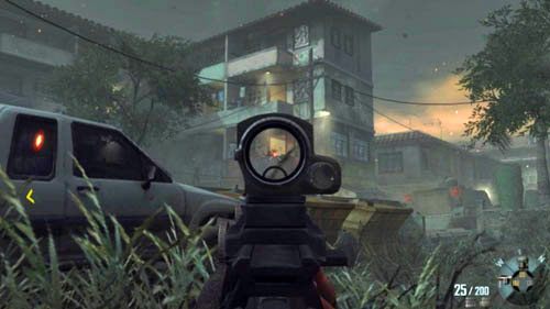 Ostatni granat naprowadzający rzuć na skrzyżowanie, po którym z lewej wyjedzie sojuszniczy pojazd (pierwszy obrazek powyżej) - 07 - Suffer with Me | Misje - Opis przejścia | Call of Duty Black Ops II - Call of Duty: Black Ops II - poradnik do gry