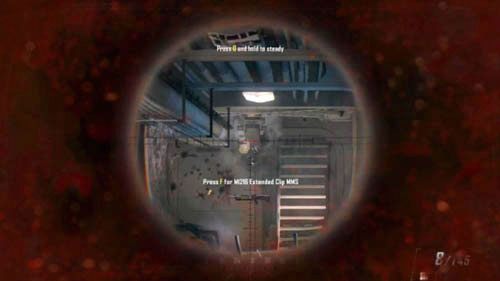 Idź w stronę schodów cały czas trzymając palec na spuście, bowiem po schodach będą wbiegali wrogowie - 09 - Odysseus | Misje - Opis przejścia | Call of Duty Black Ops II - Call of Duty: Black Ops II - poradnik do gry
