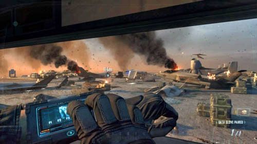 Kiedy będziesz na górze, od razu biegnij w lewo, do stróżówki, na której po chwili powinien pojawić się napis Access (pierwszy obrazek powyżej) - 09 - Odysseus | Misje - Opis przejścia | Call of Duty Black Ops II - Call of Duty: Black Ops II - poradnik do gry