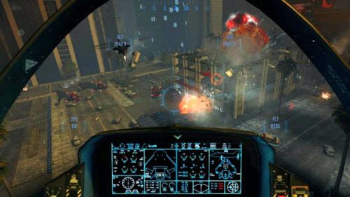 Zaraz potem, na kolejnym krzyżowaniu, przy placu z palmami wrogie pojazdy wyjadą z prawej - 10 - Cordis Die | Misje - Opis przejścia | Call of Duty Black Ops II - Call of Duty: Black Ops II - poradnik do gry