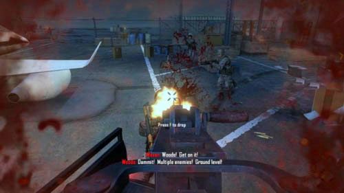 Przekręć go w lewo i zacznij od trzech najbliższych wrogów, a także jednego, stojącego w lewym górnym rogu powyższego obrazka, nad skrzydłem odrzutowca (obrazek powyżej) - 07 - Suffer with Me | Misje - Wyzwania | Call of Duty Black Ops II - Call of Duty: Black Ops II - poradnik do gry