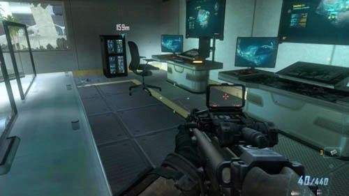 Kiedy przy początku misji wejdziesz po długich schodach, wejdź na kolejne po prawej - 11 - Judgment Day | Materiały wywiadowcze | Call of Duty Black Ops II - Call of Duty: Black Ops II - poradnik do gry