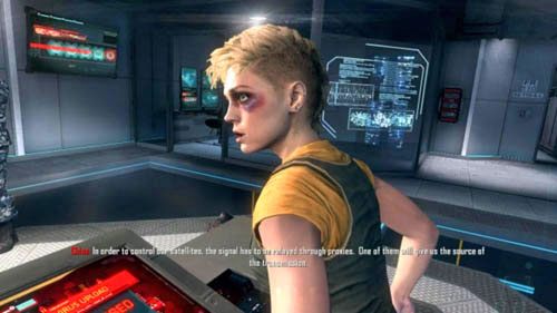 Jeśli Karma przeżyła do tej pory, po chwili podbiegnie do komputera i siądzie przed nim tłumacząc, że wysyłany sygnał musi mieć gdzieś swoje źródło (obrazki powyżej) - 09 - Odysseus | Decyzje, konsekwencje, zakończenia | Call of Duty Black Ops II - Call of Duty: Black Ops II - poradnik do gry