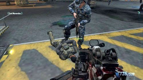 Jeśli Harper nie żyje, Salazar zostanie obezwładniony przez sojuszniczego żołnierza (obrazki powyżej) - 09 - Odysseus | Decyzje, konsekwencje, zakończenia | Call of Duty Black Ops II - Call of Duty: Black Ops II - poradnik do gry