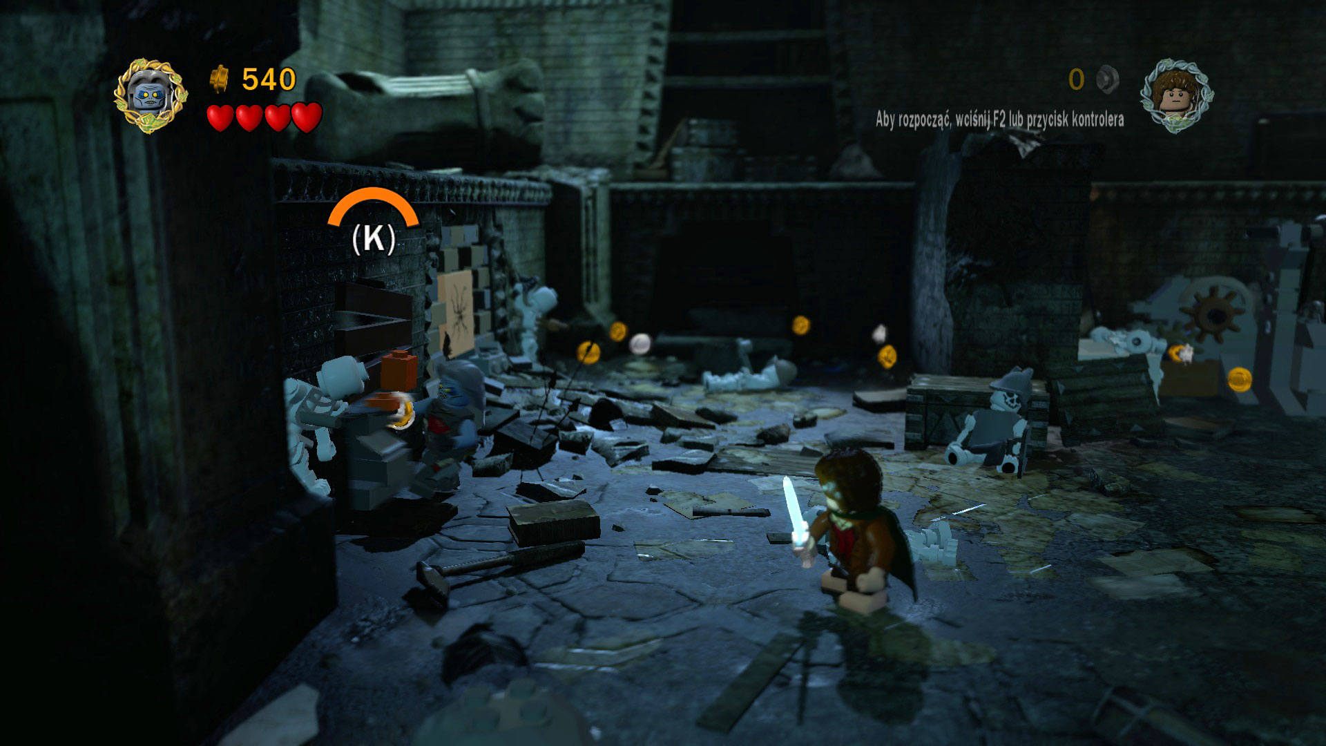 #2 - Podczas walki z orkami i trollem po lewej stronie sali - Moria | Znajdźki | LEGO The Lord of the Rings - LEGO The Lord of the Rings: Władca Pierścieni - poradnik do gry