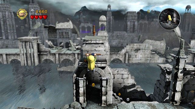 #2 - Flagę, którą zdobędziemy po drugiej wspinaczce Gollumem, zrzuceniu kolumny i zasadzeniu kwiatka - Osgiliath | Znajdźki | LEGO The Lord of the Rings - LEGO The Lord of the Rings: Władca Pierścieni - poradnik do gry