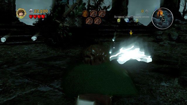 Hobbit nie będzie miał zbyt dużo pracy - musi jedynie zbudować palenisko z widmowych klocków LEGO - Wichrowy Czub | Opis przejścia - Akt I | LEGO The Lord of the Rings - LEGO The Lord of the Rings: Władca Pierścieni - poradnik do gry