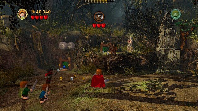 Jako, że nie posiadamy postaci walczących na dystans musimy wykorzystać to, co mamy - Amon Hen | Opis przejścia - Akt I | LEGO The Lord of the Rings - LEGO The Lord of the Rings: Władca Pierścieni - poradnik do gry