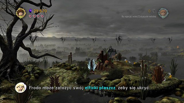 W tej części etapu będziemy musieli ukrywać się przed wzrokiem Czarnego Jeźdźca - Martwe Bagna | Opis przejścia - Akt II | LEGO The Lord of the Rings - LEGO The Lord of the Rings: Władca Pierścieni - poradnik do gry