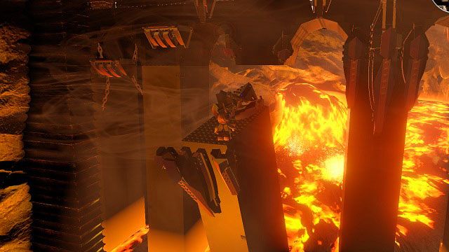 Z leżących tutaj klocków zbudujemy poręcze, dzięki którym wrócimy na górę - Góra Przeznaczenia | Opis przejścia - Akt III | LEGO The Lord of the Rings - LEGO The Lord of the Rings: Władca Pierścieni - poradnik do gry