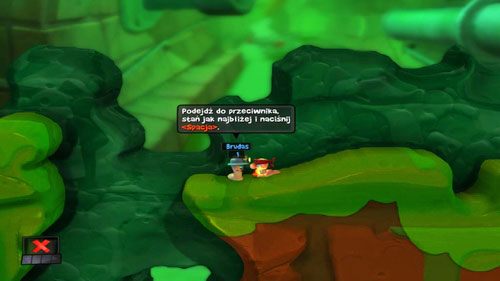 Do kolejnego wroga musimy podejść - znajduje się on na lewo od nas, nad przepaścią - Broń | Kanał ściekowy (Kampania) | Worms Revolution - Worms: Revolution - poradnik do gry