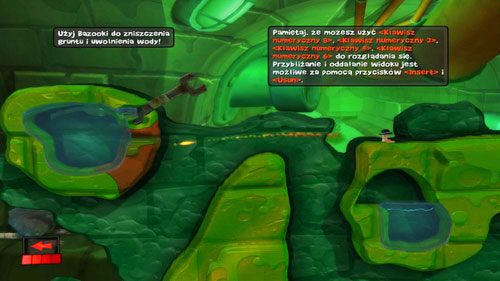 Dzięki zdobytej Bazooce, możemy zniszczyć grunt tamujący przepływ wody w zbiorniku, dzięki czemu pozbędziemy się kolejnego robala - Woda | Kanał ściekowy (Kampania) | Worms Revolution - Worms: Revolution - poradnik do gry