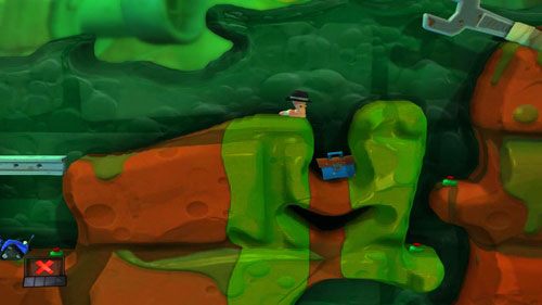 We wgłębieniu znajdziemy Młot pneumatyczny - Mroczna strona | Kanał ściekowy (Kampania) | Worms Revolution - Worms: Revolution - poradnik do gry