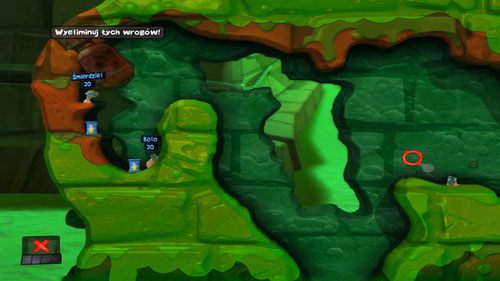 Bomba odłamkowa jest podobna do Granatu, jednak gdy zapalnik pokaże 0 zamiast wybuchu wyrzuca ona w powietrze odłamki - Robale | Kanał ściekowy (Kampania) | Worms Revolution - Worms: Revolution - poradnik do gry