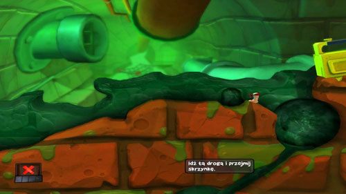 Ognistym uderzeniem wyrzucamy kolejnego wroga tak, by upadł na Minę - Boss - Trujący Pete | Kanał ściekowy (Kampania) | Worms Revolution - Worms: Revolution - poradnik do gry