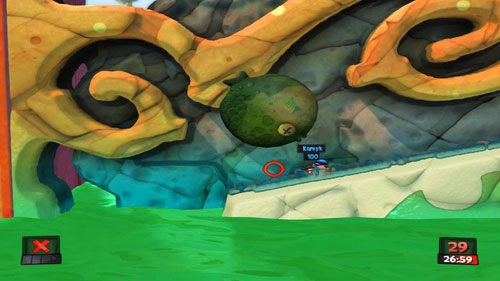 Jeśli którykolwiek z przeciwników przeżył, użyjmy kolejnego Spadochronu by się do niego dostać - Strzeżcie się, piraci! | Plaża (Kampania) | Worms Revolution - Worms: Revolution - poradnik do gry