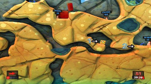 Kolejny ruch wykonujemy za pomocą Zwiadowcy - Piasek i zniszczenie | Plaża (Kampania) | Worms Revolution - Worms: Revolution - poradnik do gry