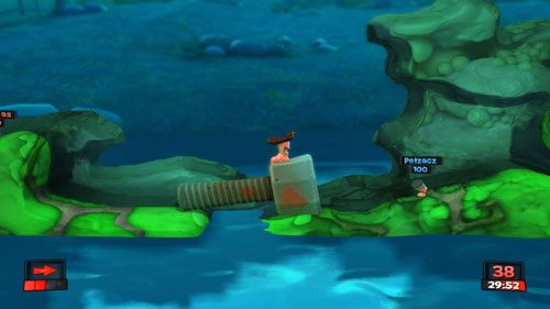 Przewróciwszy śrubkę przechodzimy na prawo - Nawiedzone wzgórze | Strach (Kampania) | Worms Revolution - Worms: Revolution - poradnik do gry