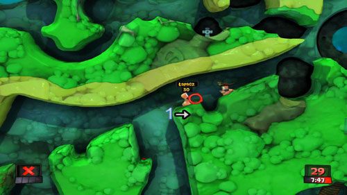 Pierwszą przeszkodą jest ściana - pozbędziemy się jej przy pomocy Strzelby - Boss - Dr Frankenrobal | Strach (Kampania) | Worms Revolution - Worms: Revolution - poradnik do gry