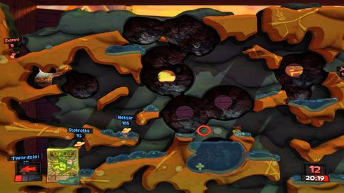 Na samym końcu zostaną nam do pokonania przeciwnicy w lewym dolnym rogu mapy - Urodzony wojownik | Podwórko (Kampania) | Worms Revolution - Worms: Revolution - poradnik do gry