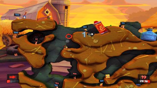 Misję zaczynamy od użycia Kija bejsbolowego na Kolbie - Nasiona zniszczenia | Podwórko (Kampania) | Worms Revolution - Worms: Revolution - poradnik do gry