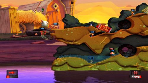 Kolejne ruchy Zwiadowcy wykorzystujemy by się zabunkrować przy pomocy Palnika - Walka wzywa! | Podwórko (Kampania) | Worms Revolution - Worms: Revolution - poradnik do gry