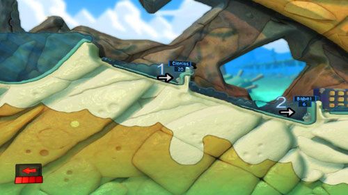 Stojąc na podwyższeniu, kładziemy Minę obok Cieniasa - Plaża | Łamigłówki | Worms Revolution - Worms: Revolution - poradnik do gry