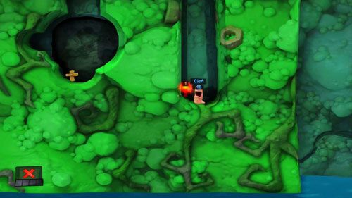 Zwiadowca potrafi daleko skakać, dlatego bez problemu dostanie się do ostatniego oponenta - Strach | Łamigłówki | Worms Revolution - Worms: Revolution - poradnik do gry