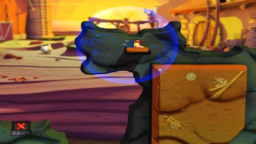 Następnie wyrzucamy przy pomocy Ognistego uderzenia Elektromagnes z opcją odpychaj w lewo, dzięki czemu pozbywamy się kolejnego robala - Podwórko | Łamigłówki | Worms Revolution - Worms: Revolution - poradnik do gry