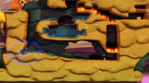 Dzięki Elektromagnesowi, wyrzucona w powietrze Mina powinna trafić do Kosyniera - Podwórko | Łamigłówki | Worms Revolution - Worms: Revolution - poradnik do gry