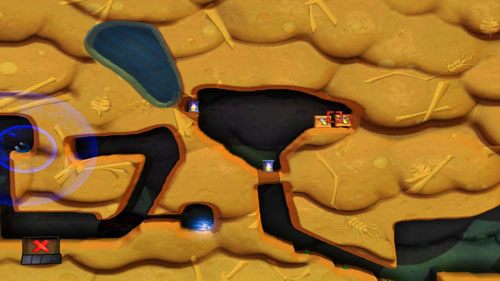 Po zebraniu skrzynki, używamy Teleportu by zebrać skrzynki ze Strzelbą i Dynamitem [ilustracja] - Podwórko | Łamigłówki | Worms Revolution - Worms: Revolution - poradnik do gry