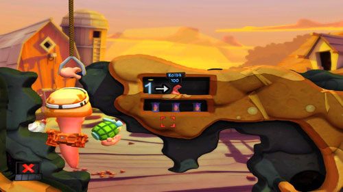 Po aktywacji nowej broni za pomocą SPACJI, pojawi się komandos, a nasz kursor zamieni się w czerwony kwadrat - Podwórko | Łamigłówki | Worms Revolution - Worms: Revolution - poradnik do gry