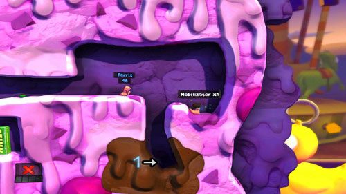 Na wstępie zbieramy skrzynkę z Mobilizatorem - Wszystkie atrakcje wesołego miasteczka! | Łamigłówki | Worms Revolution - Worms: Revolution - poradnik do gry