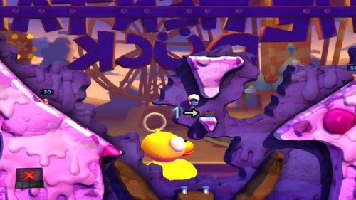 Na początku misji, przy pomocy Spadochronu, dostajemy się na półkę skalną ze skrzynką, w której znajdziemy Odpływ - Wszystkie atrakcje wesołego miasteczka! | Łamigłówki | Worms Revolution - Worms: Revolution - poradnik do gry