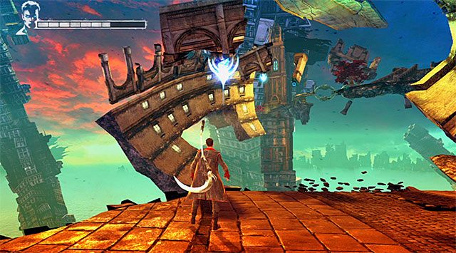 Ruszaj dalej, powtarzając kilkakrotnie opisany wyżej ruch, czyli chwytając się interaktywnych zaczepów - Drugie wspomnienie | 2 - Home Truths (Prawda o domu rodzinnym) - DMC: Devil May Cry - poradnik do gry